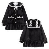 バックレースアップビジューセーラーファーコート