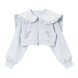 ハートビジューフリル2wayパーカー