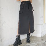 バタフライチェーンワークポケットスリットロングスカート