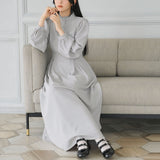 【新春セール】フリルスタンドカラーマキシワンピース