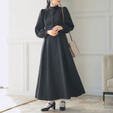 フリルスタンドカラーマキシワンピース