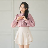 フリルスタンドカラーブラウス