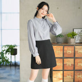 フリルスタンドカラーブラウス