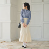 フリルスタンドカラーブラウス