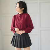 フリルスタンドカラーブラウス