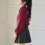 フリルスタンドカラーブラウス