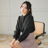 フリルスタンドカラーブラウス