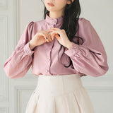 フリルスタンドカラーブラウス