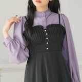 フリルスタンドカラーブラウス