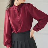 フリルスタンドカラーブラウス