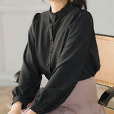 フリルスタンドカラーブラウス