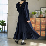 バックリボンマキシワンピース