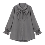 ボウタイチュニックシャツワンピース #シワになりにくい