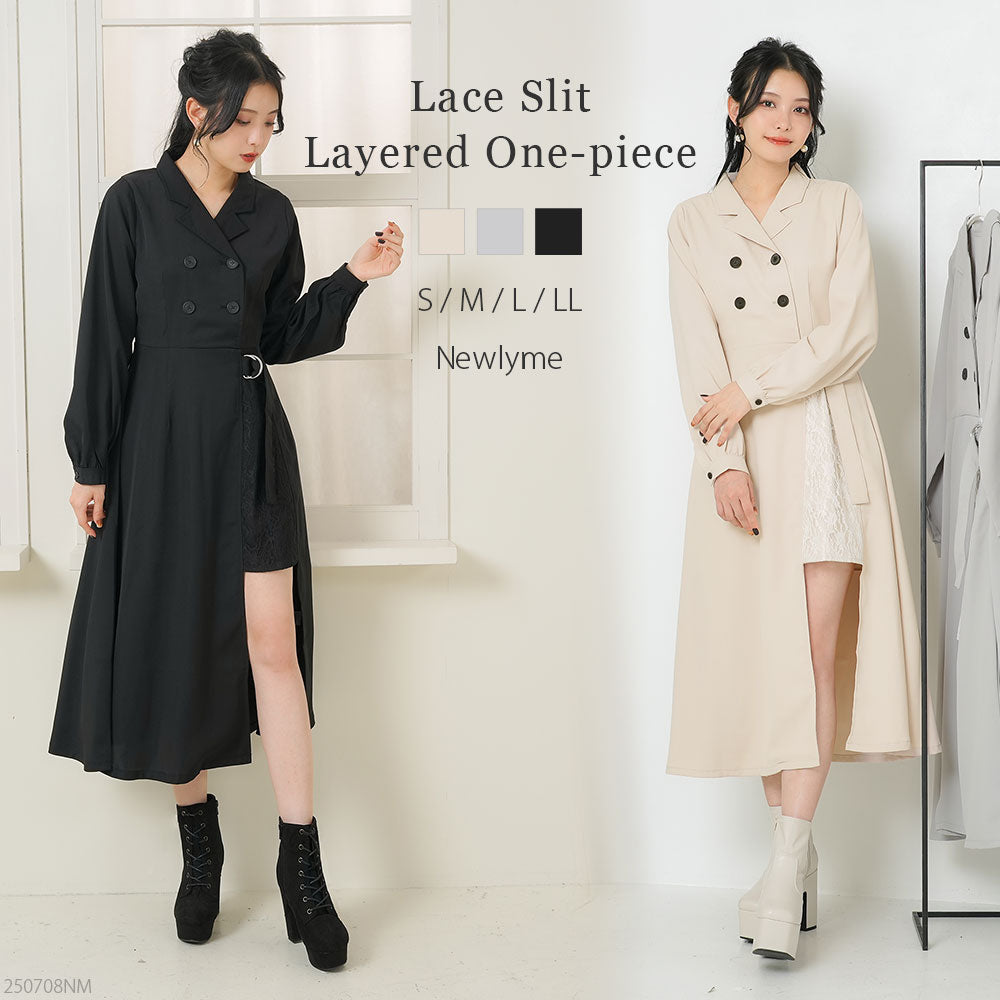夢展望　新品ワンピース　６L 4L~6L】フリルスタンドカラービスチェワンピース – レディース