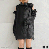 ドラゴン×ジップ肩見せチャイナカラーブラウス