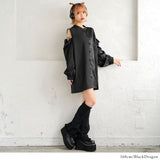 ドラゴン×ジップ肩見せチャイナカラーブラウス