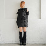 ドラゴン×ジップ肩見せチャイナカラーブラウス