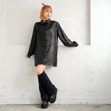 ドラゴン×ジップ肩見せチャイナカラーブラウス