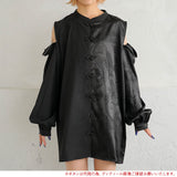 ドラゴン×ジップ肩見せチャイナカラーブラウス