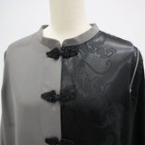 ドラゴン×ジップ肩見せチャイナカラーブラウス