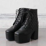 厚底キルティングレースアップブーツ
