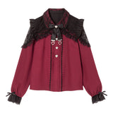 レースフリルハートビジューブラウス