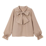 【メール便】シンプルボウタイシャツブラウス #シワになりにくい【大きいサイズ有り】