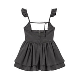 サスペンダーフリルミニスカート