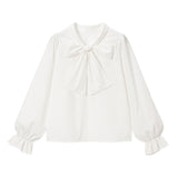 【メール便】シンプルボウタイシャツブラウス #シワになりにくい