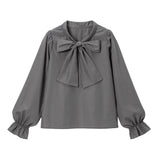 【メール便】シンプルボウタイシャツブラウス #シワになりにくい