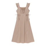 サイドリボンフリルロングジャンスカワンピース