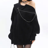 【新春セール】ビッグカラージップオフショルアレンジニットワンピース