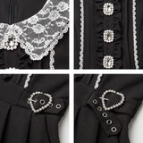 キラキラビジューレース重ねフリルワンピース