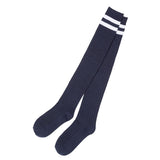 【メール便】ライン入りリブニーハイソックス