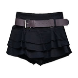 ベルト付ティアードミニスカート