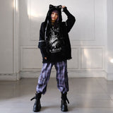 ネコ耳ピアスフード付マフラー/バラクラバ