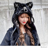 ネコ耳ピアスフード付マフラー/バラクラバ