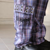 チェック柄ゆる地雷パンツ
