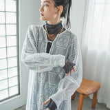 クロシェレースボリュームスリーブロングワンピース