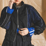 【メール便】タフタ×メッシュダブルジップブルゾン