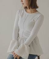 フレアスリーブペプラムカットソー