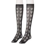 【メール便】ハート編みシースルーハイソックス