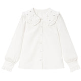 ハートスタッズフリル襟ブラウス