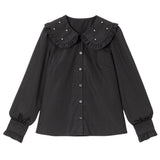 ハートスタッズフリル襟ブラウス