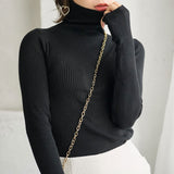 【メール便】滑らか素材タートルニットトップス