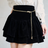 チェーンベルト付ベロアティアードスカパン