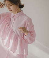 フリルサッシュ付ブロードシャツ