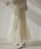 チュールティアードスカート