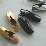 Vカットスクエアトゥフラットパンプス