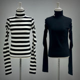 ロングスリーブ指穴タートルリブカットソートップス